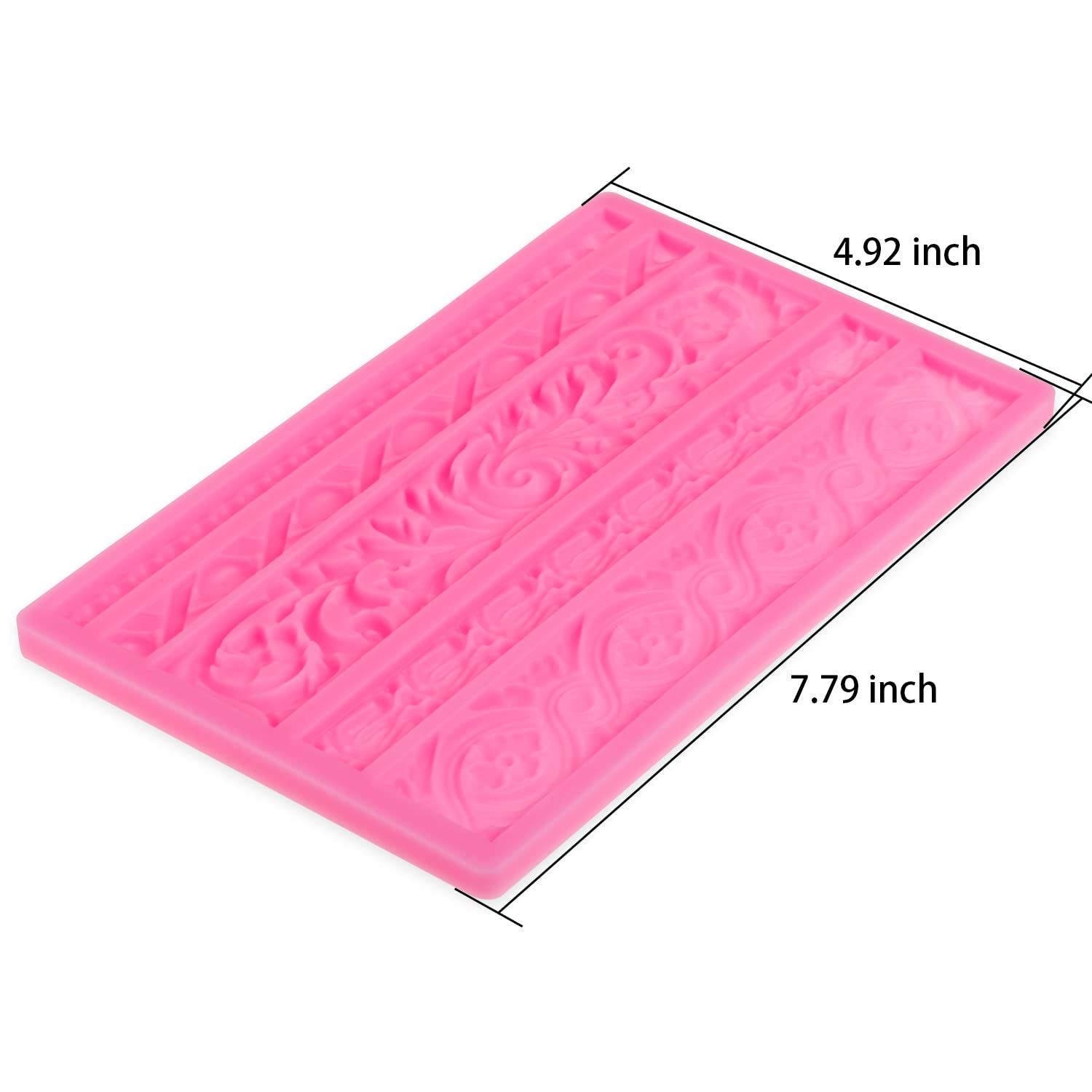 Neepanda Diy Baroque Scroll Relief Cake Border Silicone Molds, Baroque Style Curlicues Scroll Lace Fondant Silicone Mold, Europe