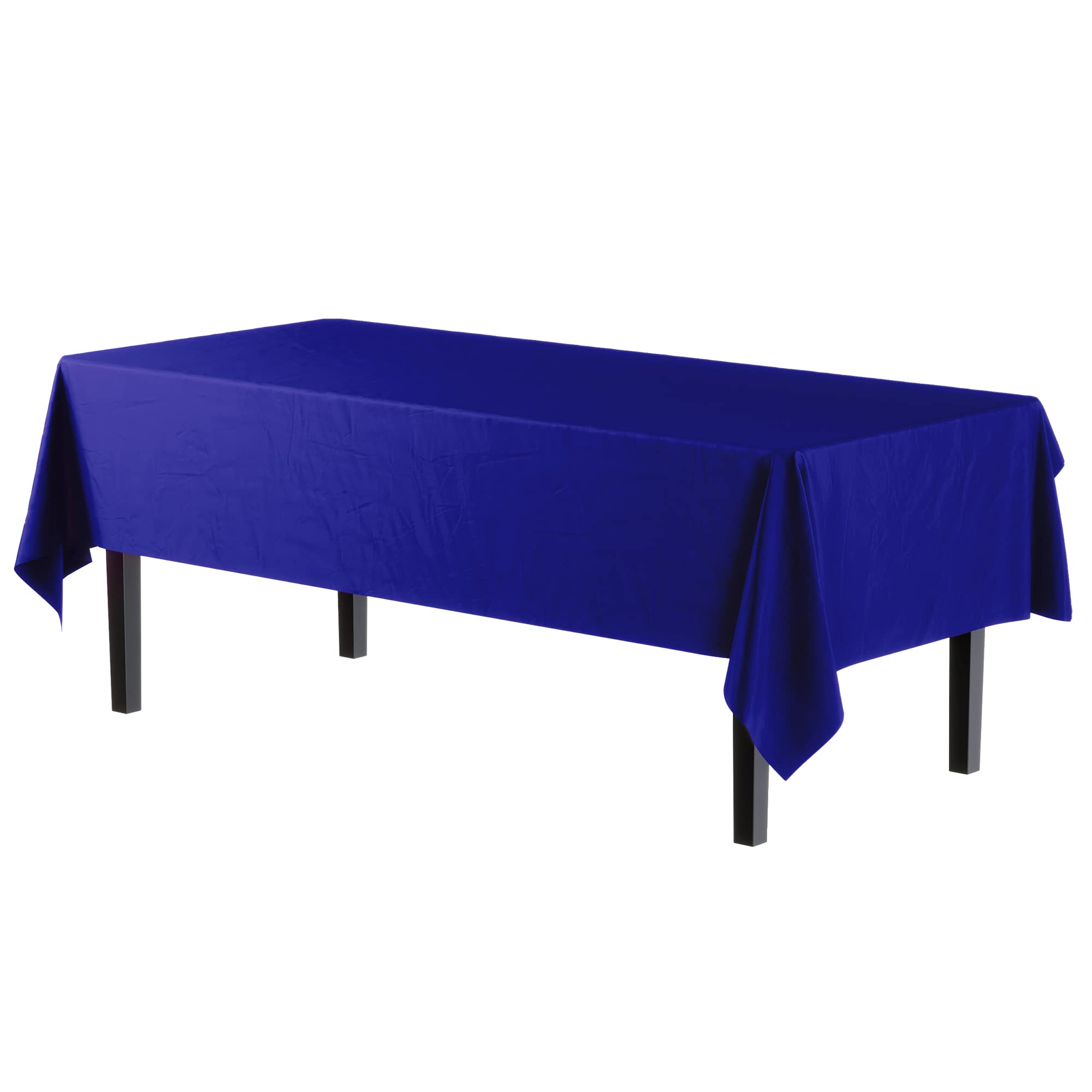 Exquisite 6-Pack Premium Plastic Tablecloth 54In. X 108In. Rectangle Plastic Table Cover - Navy