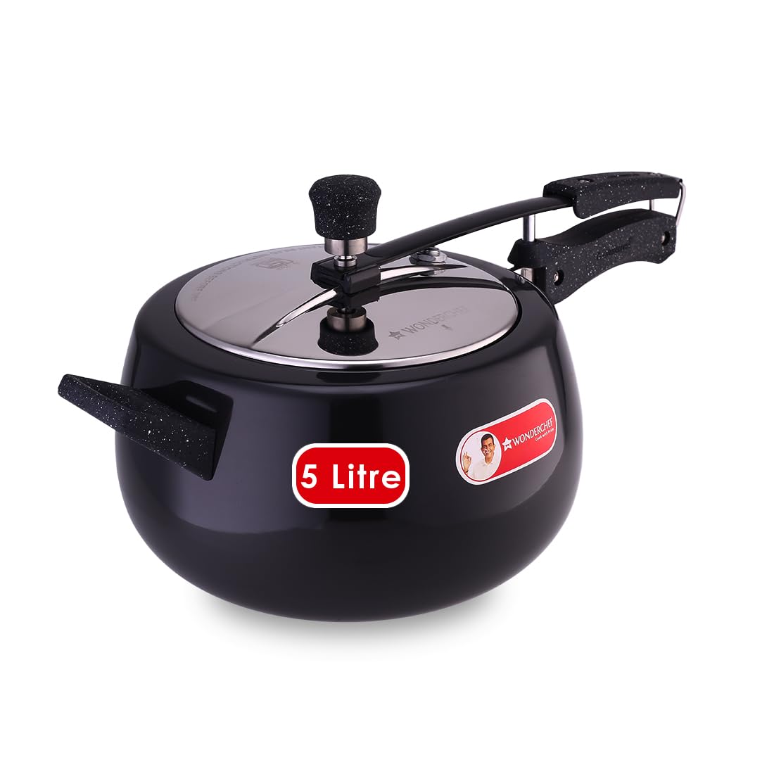 Wonderchef Taurus Hard Anodized Inner Lid Pressure Cooker 5 Litres | Soft Touch Handles For Durability | Induction Friendly | Bl
