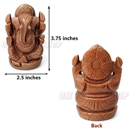 Om Pooja Shop Mangal Murti Ganesh Statue In Red Sunstone 90 Grams
