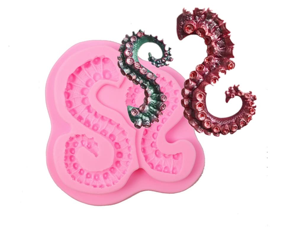 Mausong Sea Octopus Tentacles Silicone Mold Cake Border Fondant Molds Cake Decorating Tools Candy Clay Chocolate Gumpaste Moulds