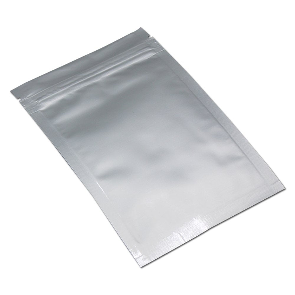 Mitob Flat Mylar Bags Zipper Lock Foil Bag 4 Mil Silver For Zip Food Storage Resealable Aluminum Pouch Heat Sealable With Tear N