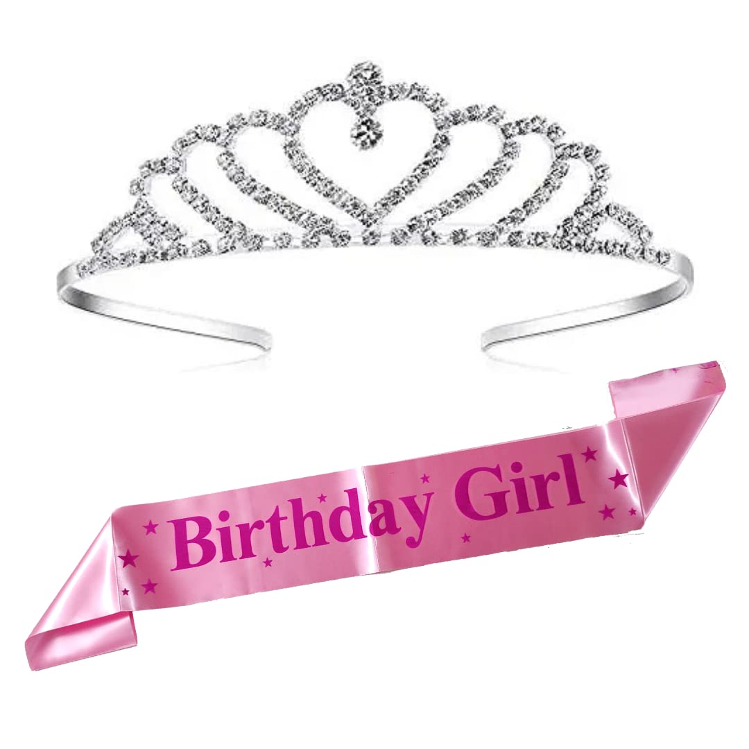 Curated Cart Birthday Crown and Sash for Women Birthday Girl Sash & Rhinestone Tiara Set  Birthday Decorations Rose Gold Birthd