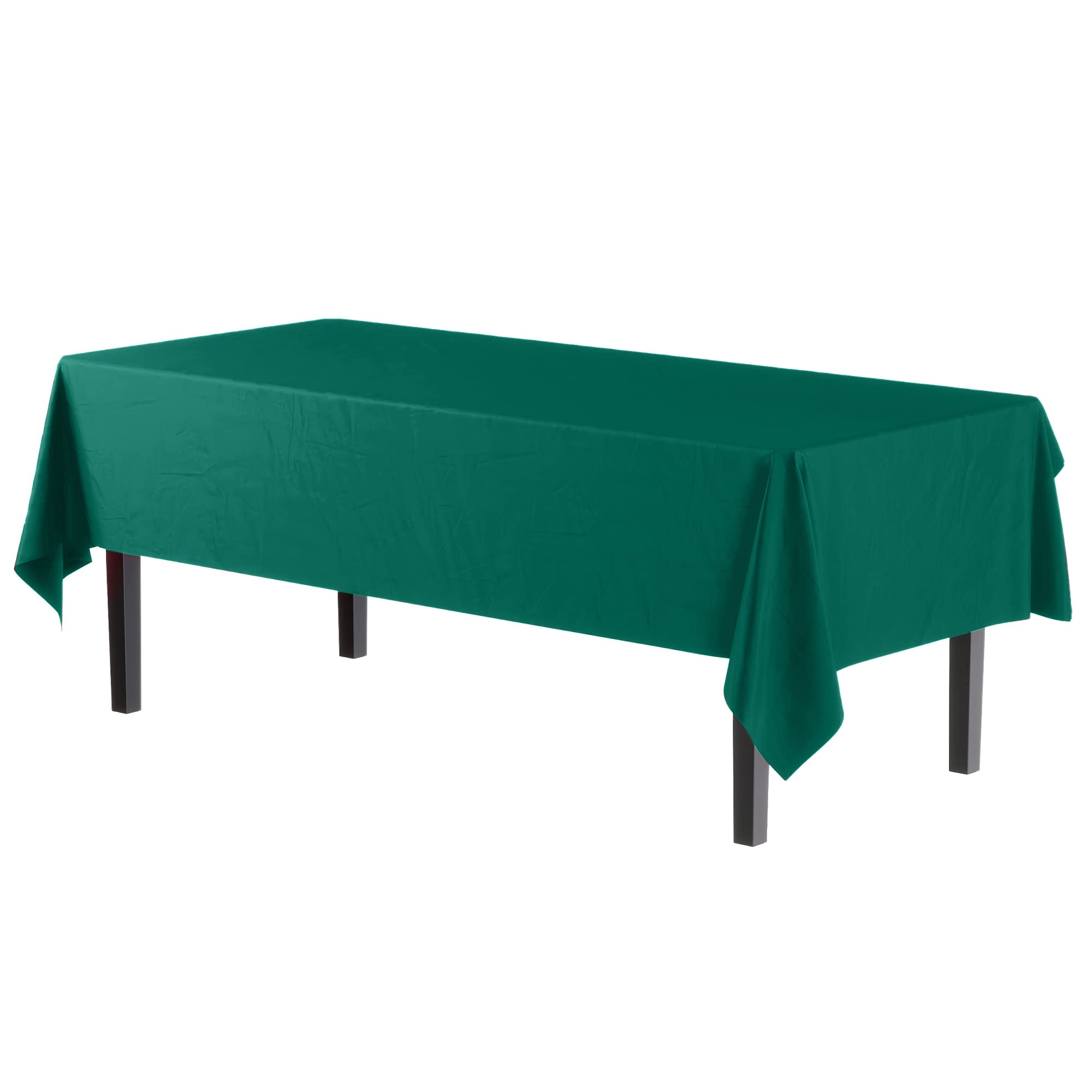 Exquisite 6-Pack Premium Plastic Tablecloth 54In. X 108In. Rectangle Plastic Table Cover - Dark Green