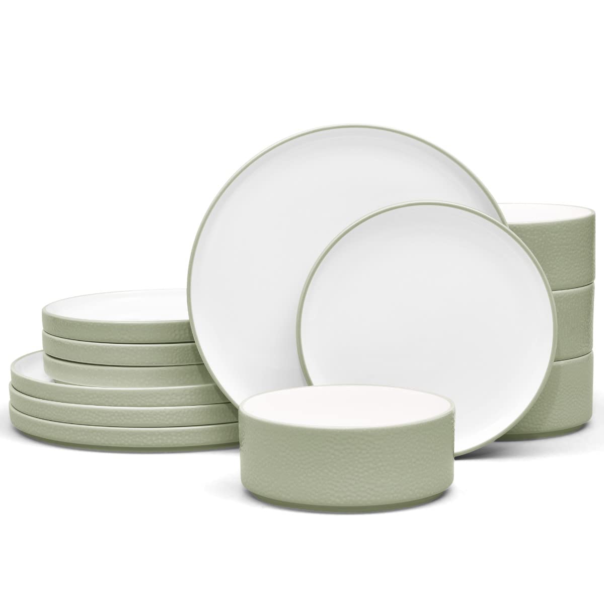 Noritake ColorTex Stone Sage 12-Piece Dinnerware Set, Service for 4