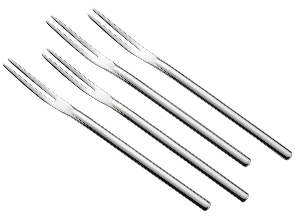 Yoshikawa 3072021 Forks, 5.5 Inches (14 Cm), Oval Cut, Sweets Forks, Set Of 4, Silver