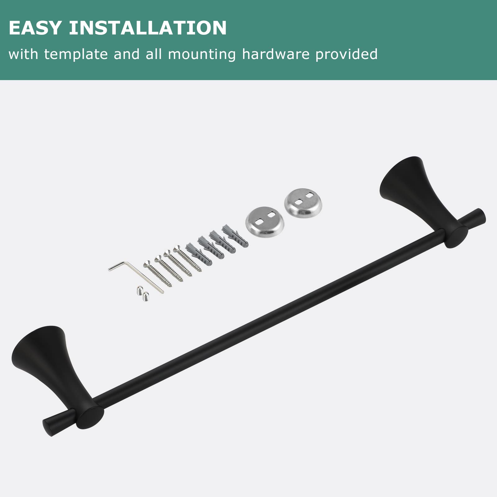 Parlos Brass 17 '' Towel Bar Towel Holder Hanger Rack Wall Mount Accessories For Bathroom, Matte Black