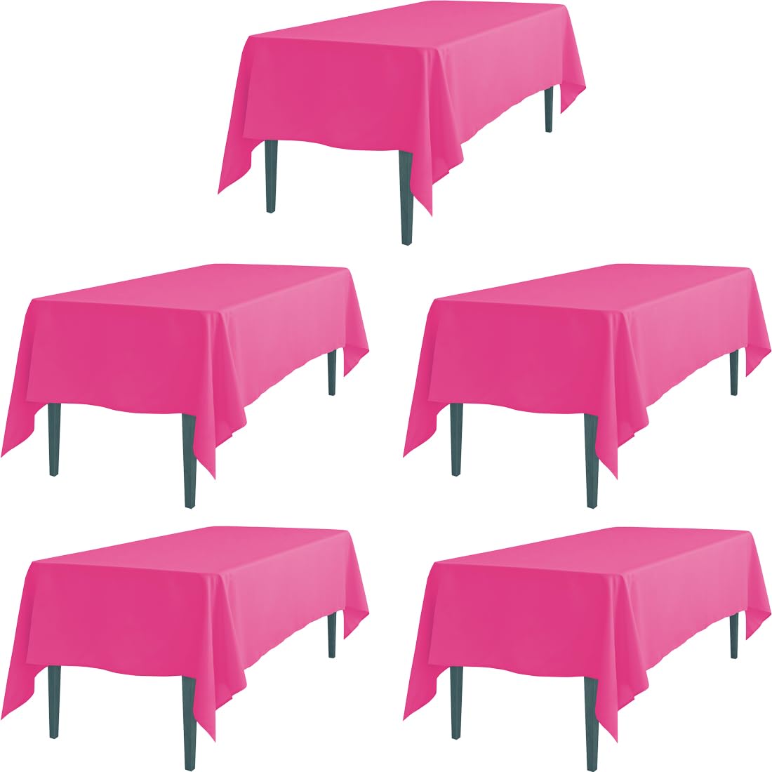 Ltc Linens 5 Pack Fuchsia Rectangular Tablecloths 70 X 120 Inches For 6 Ro 8 Feet Rectangle Banquet Tables With Half-Drop - Stai