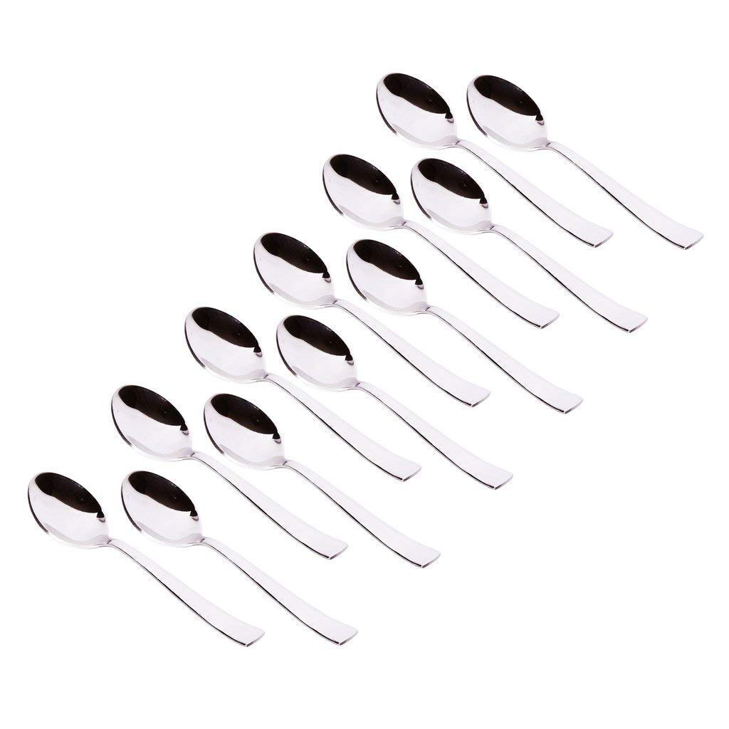 Parage 12 Piece Stainless Steel Tea Spoon Set for Tea, Coffee, Sugar & Spices, Small Spoons, Silver, Thickness: 1.8mm, Length: 1