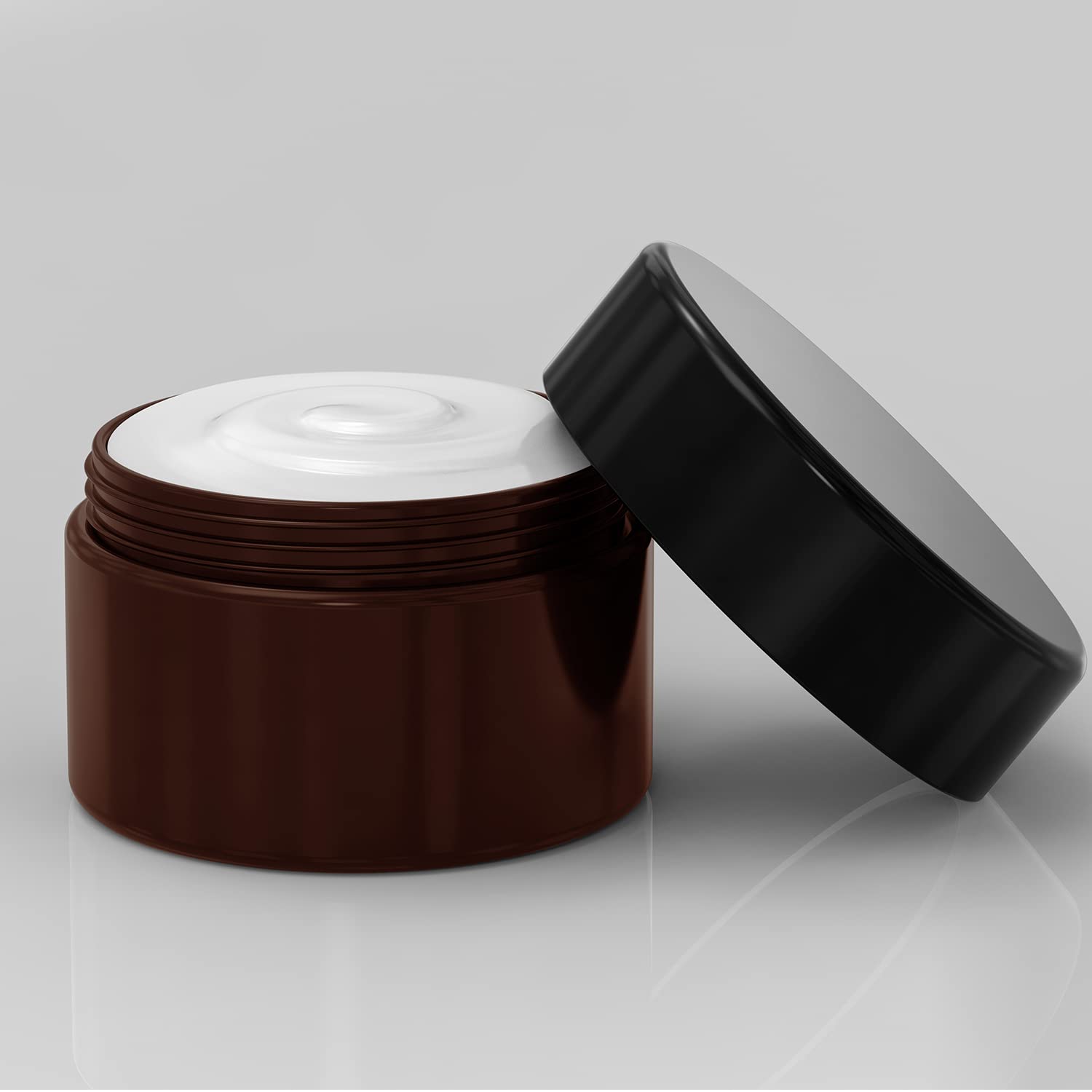 8 Oz Amber Plastic Cosmetic Jars Leak Proof Container With Black Lid For Cream, Lotion, Powder, Ointment, Beauty Products Etc, 1