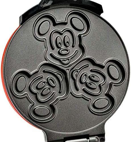Disney Mickey Mouse Mic-62 Double Flip Waffle Maker, 8''D X 14''W X 8''H, Black, Red