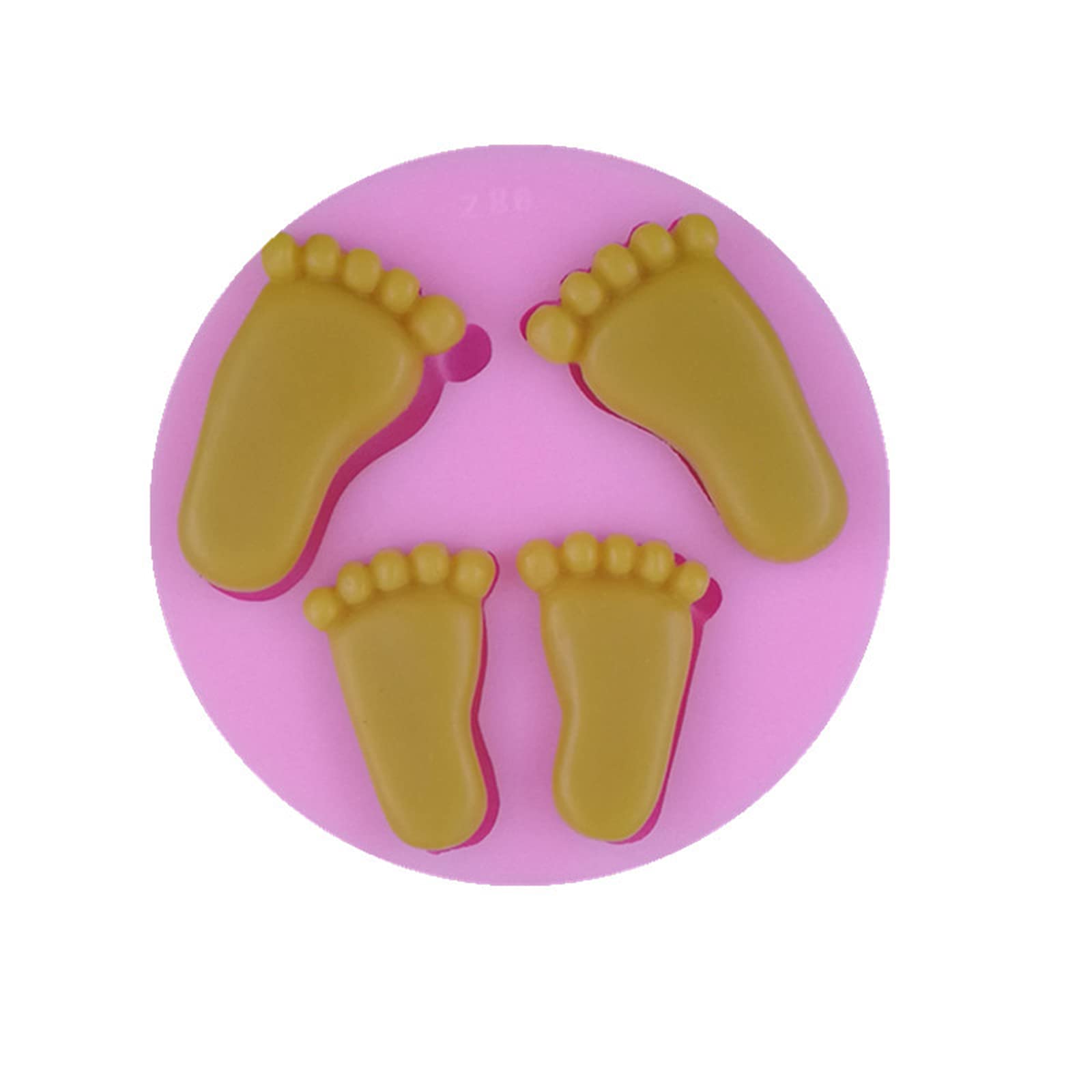 Baby Footprint Silicone Molds For Baby Shower Cake Topper Decoration, 4 Cavities Fondant Mold For Diy Baking Cookie, Chocolate,