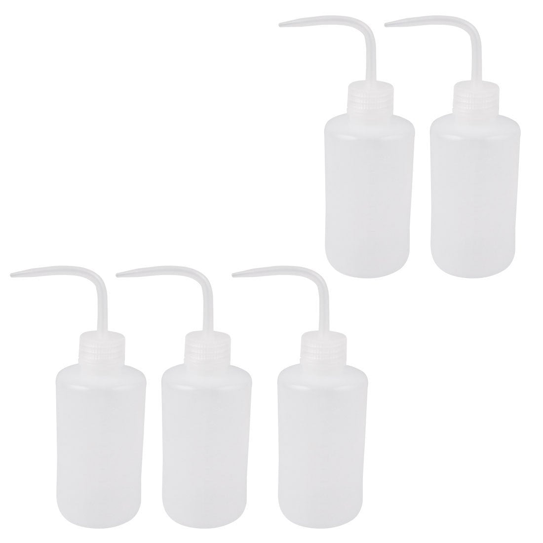 Uxcell 5 Pcs 250Ml Bent Tip White Plastic Oil Liquid Storage Squeeze Bottle