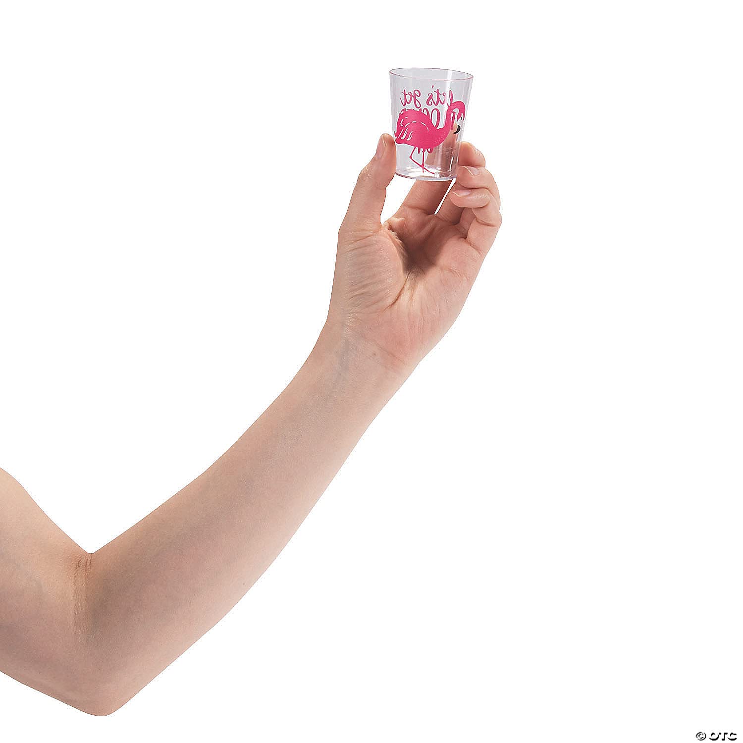 Fun Express Set Of 24 Pieces Luau Flamingo Plastic Shot Glasses, Holds 2 Oz, Bpa Free Plastic, Pool Party Supplies, Clear