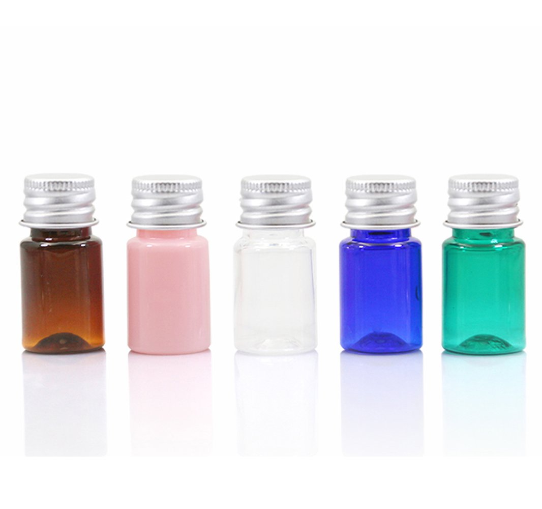 24Pcs 5Ml Empty Plastic Bottles Vials Tiny Jars Sample Bottle Mini Storage Container Case With Aluminum Screw Cap For Facial Cre