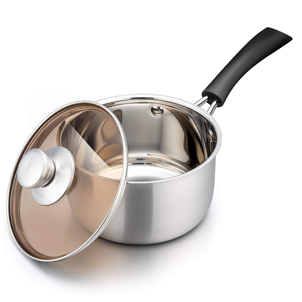 Teamfar Saucepan With Lid, 2 Qt Sauce Cooking Pot Milk Pan Stainless Steel, Professional With Long Heatproof Handle For Home Kit