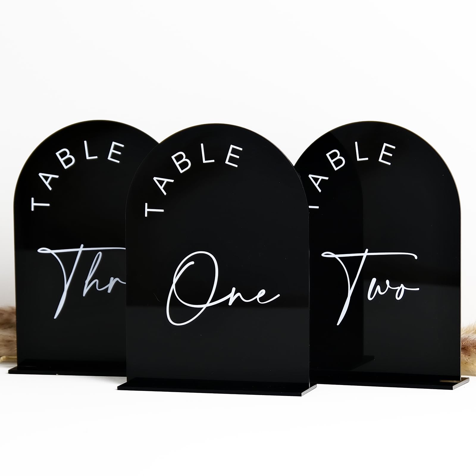 Black Arched Wedding Table Numbers With Stands 1-10, 5X7 Inch Black Acrylic Arch Sign With Holder, Table Number 1-10, 5''X7'')