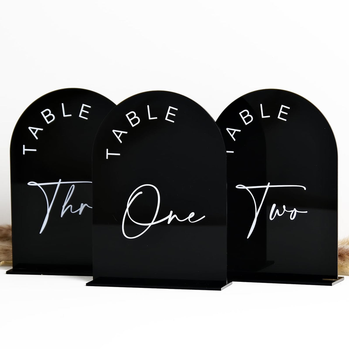 Black Arched Wedding Table Numbers With Stands 1-10, 5X7 Inch Black Acrylic Arch Sign With Holder, Table Number 1-10, 5''X7'')