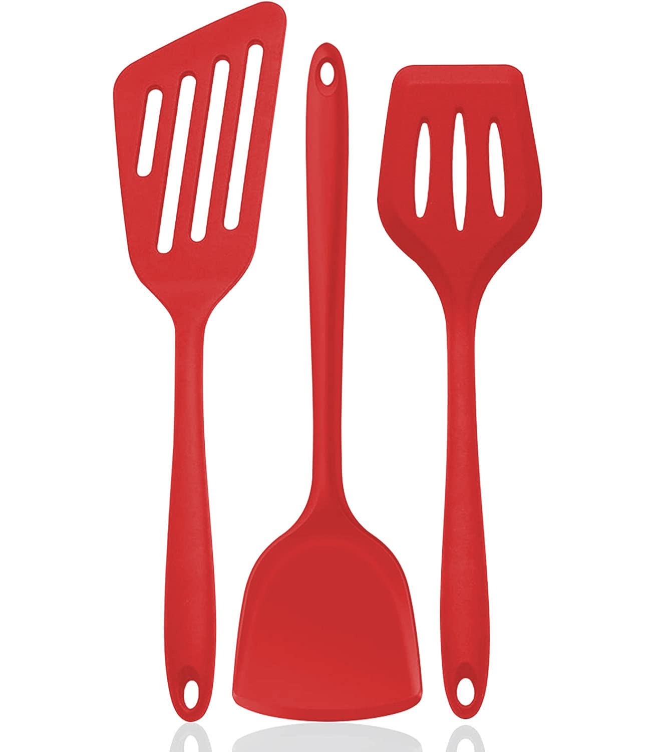 P Plus Fire Silicone Spatula Turner Set  Nonstick Pancake Egg Flipper Kitchen Wok Turner, Large Wide Fish Spatula & Slotted Spa