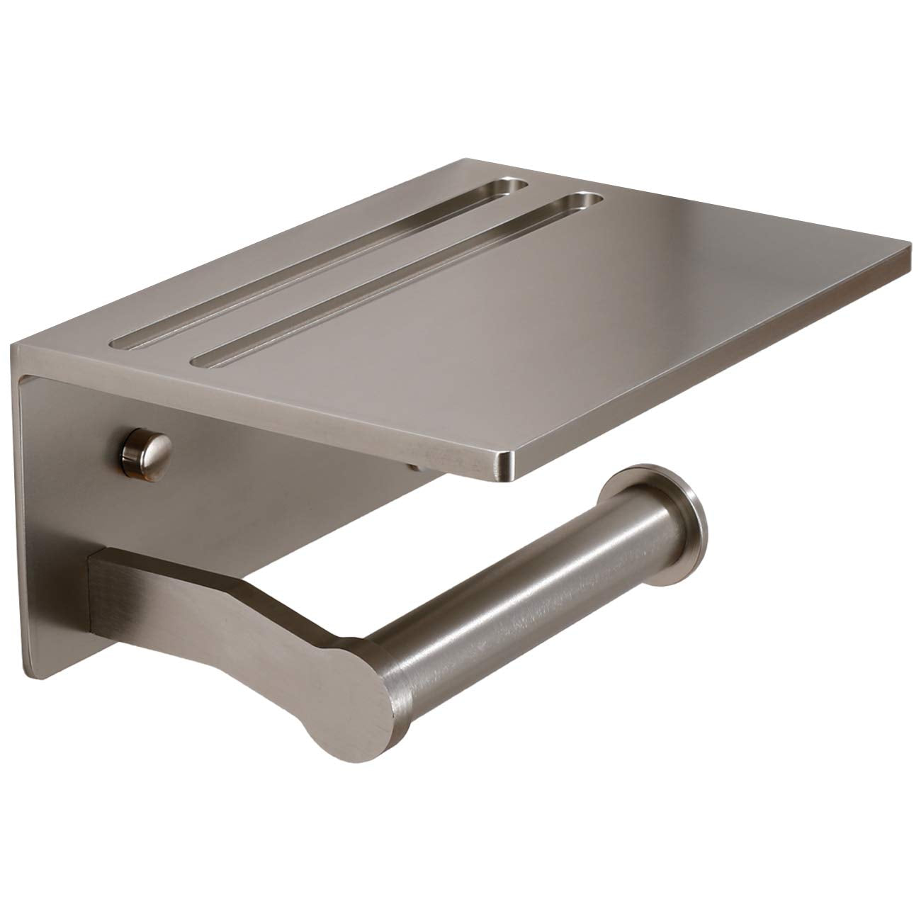 Smarthome Toilet Paper Holder With Shelf, Aluminum Tissue Roll Mobile Phone Storage Shelf For Modern Bathroom, 3M Self Adhesive