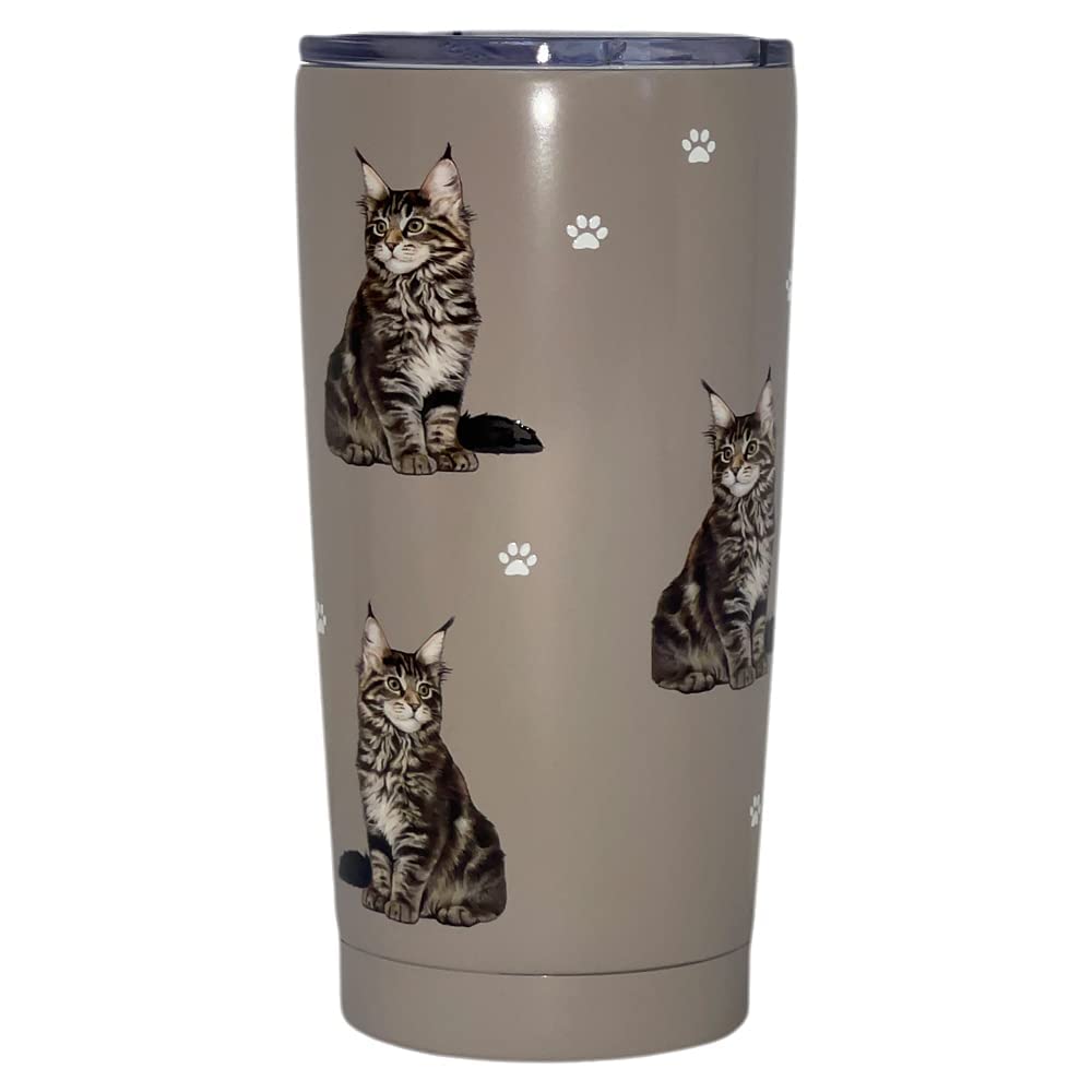 SERENGETI Maine Coon Tumbler 16 Oz. Stainless Steel  Vacuum Insulated Tumbler with Spill Proof Lid - 3D Print - Insulated Travel mug for Hot or Cold Drinks (Maine Coon Tumbler)