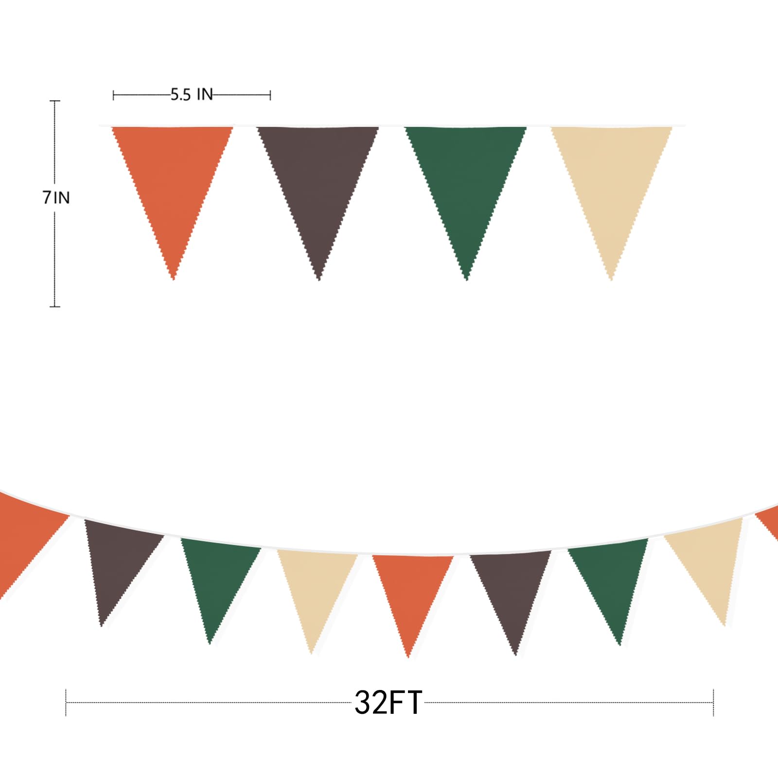 32Ft Orange Green Brown Party Decorations Triangle Flag Pennant Bunting Fabric Garland For Jungle Safari Animal Party Zoo Themed