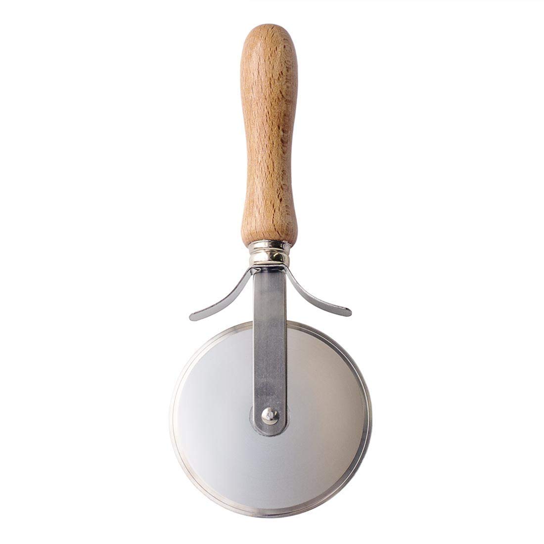 Eppicotispai Stainless Steel Pizza Cutter With Wooden Handle, 3.94-Inch