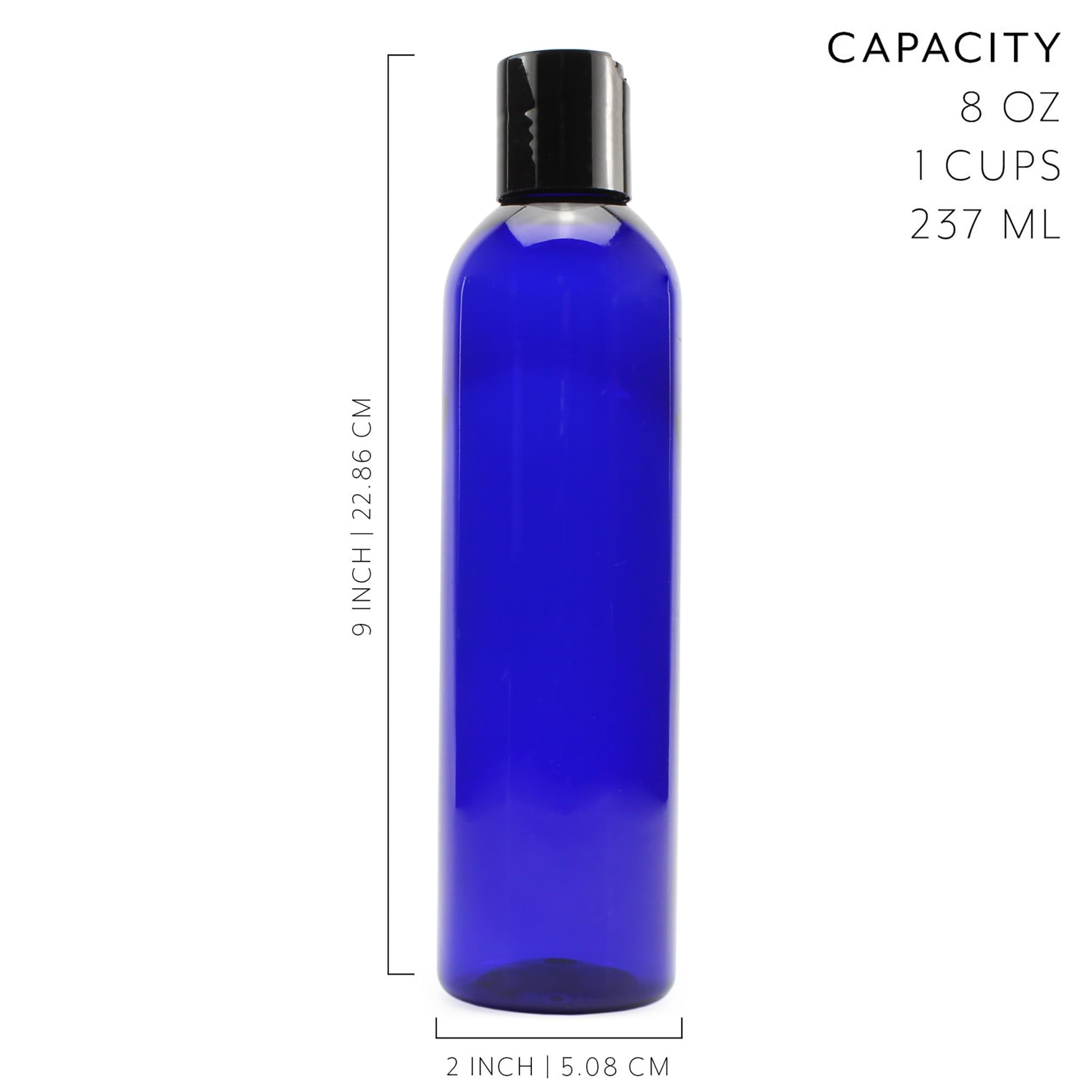 Cornucopia 8oz Plastic Squeeze Bottles w/Disc Top Flip Cap (6-Pack  Blue); BPA-Free Containers For Shampoo  Lotions  Liquid Body Soap  Creams