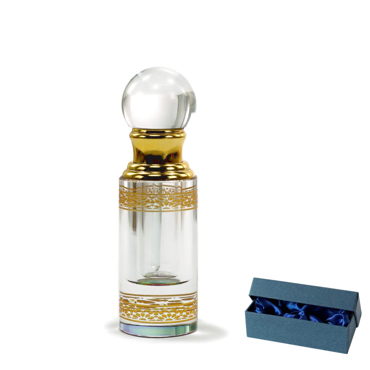 KECHU Tiny Empty Crystal Perfume Bottle Refillable Glass Contianer Round Style 3ml Golden Gifts