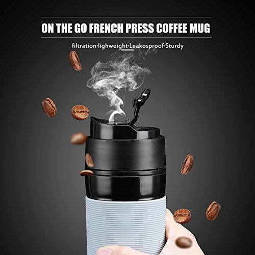 Brbhom Set Of 2 Portable Travel French Press Coffee Mug And Tea Black Red For Couple(Black/Red)