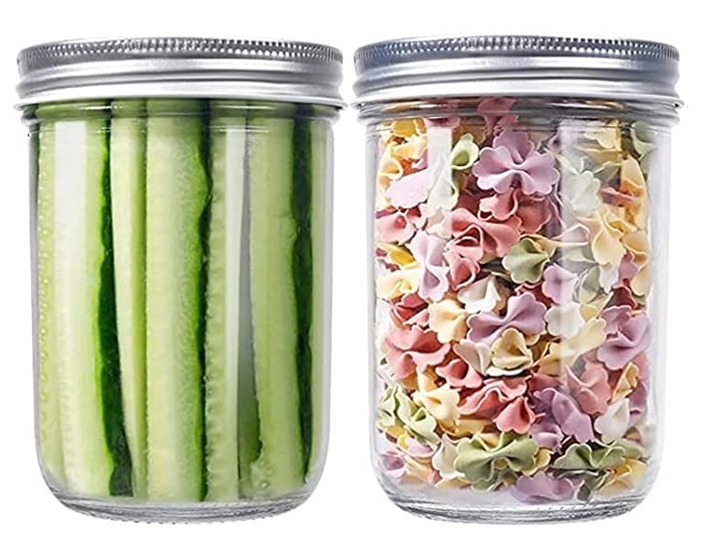 Ash & Roh  Clear Glass Jar And Container With Air Tight Lid Storage Of Spices And Dry Fruit (500 Ml White Canning, 2)