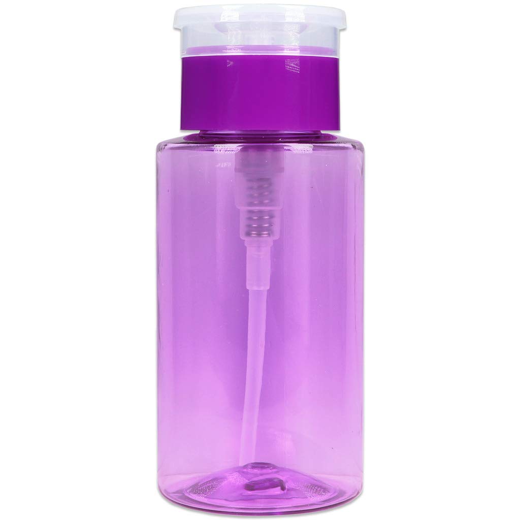 7Oz Push Down Pump Dispenser Flip Top Cap Refillable Empty Bottle - Color: Purple- Lockable Travel Cosmetic Packaging Empty Bott
