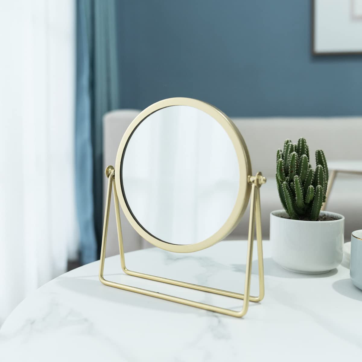 Longsheng - Since 2001 - Makeup Mirror Single Sided Vanity Mirror Vintage Metal Cosmetic Mirror Round Beauty Mirror Make Up Mirr