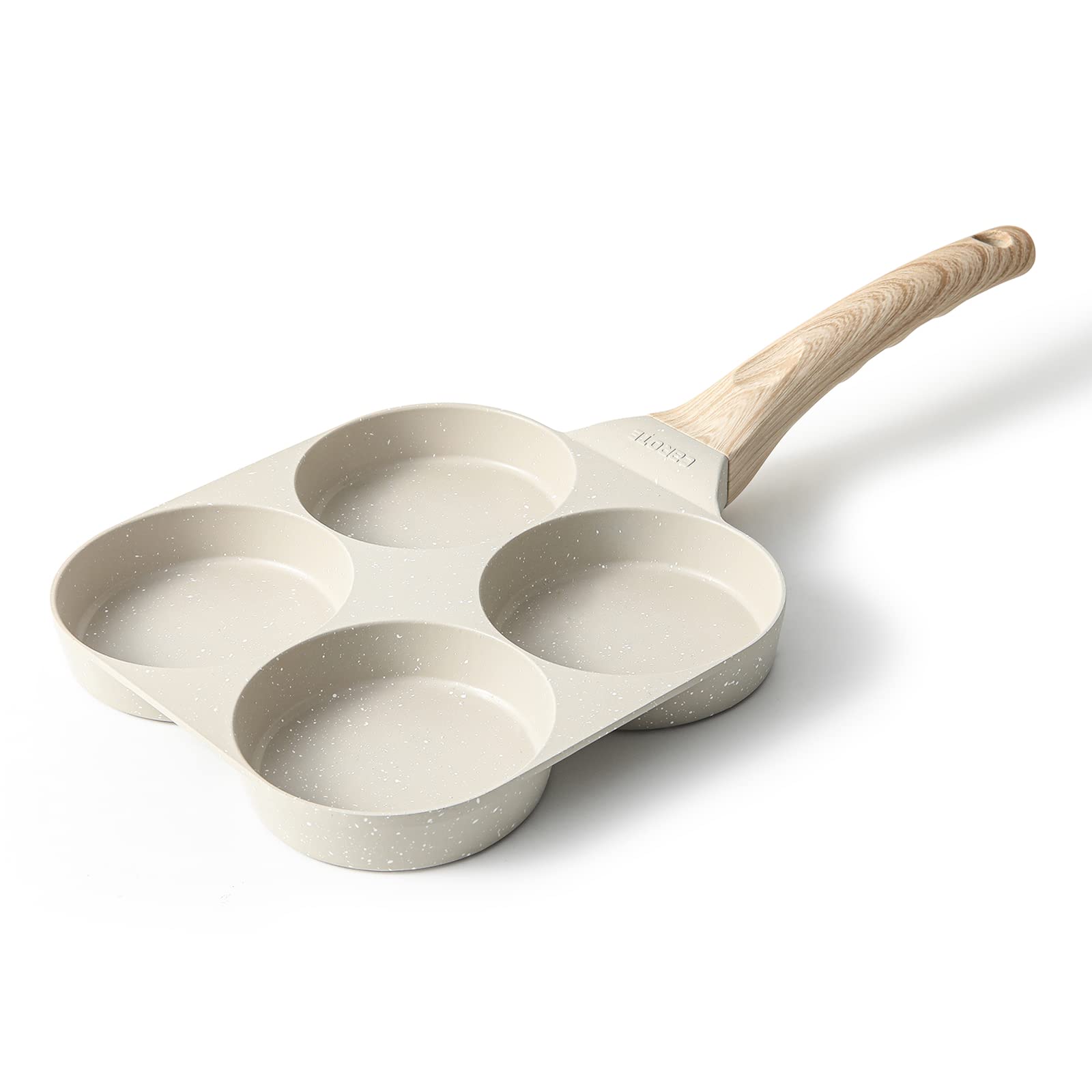 CAROTE Fried Egg Frying Pan with Dividers, Induction Compatible, 4-Hole Round Frying Pan, Multi-Pan, Breakfast Pan
