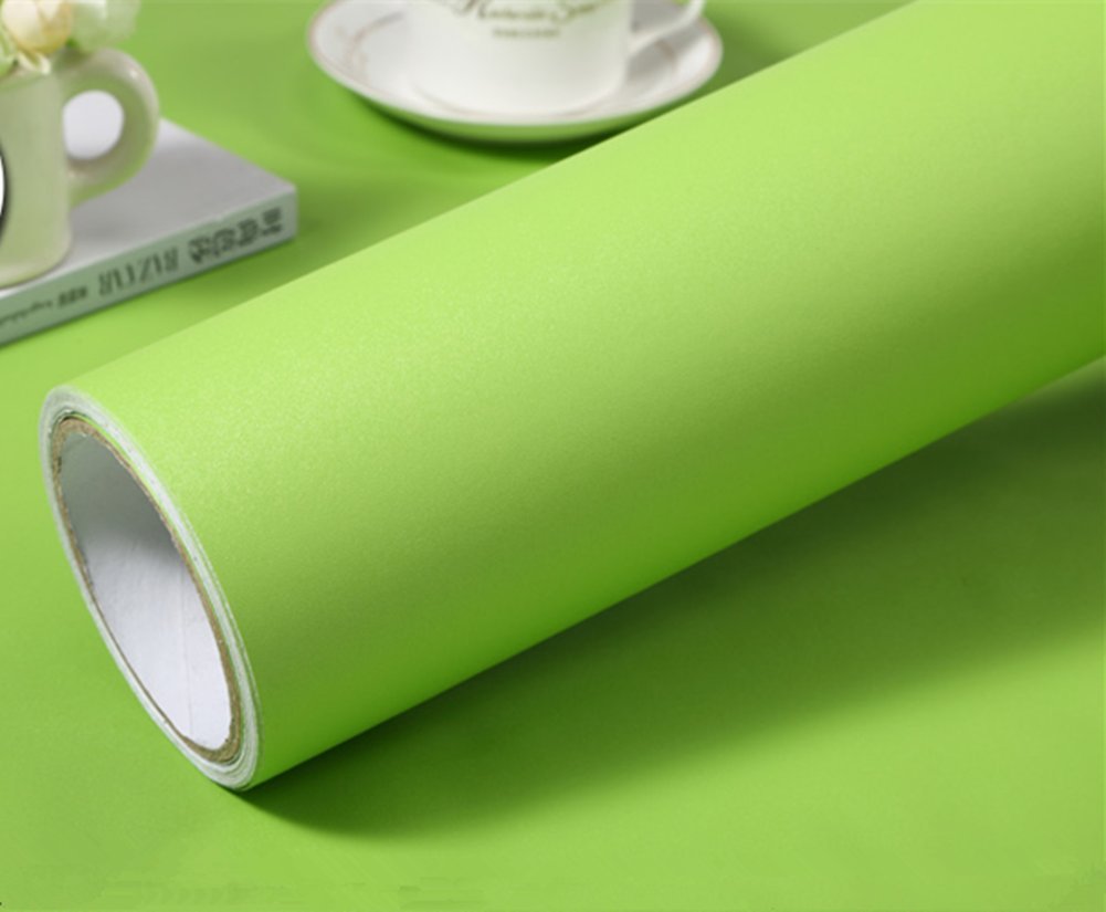 Yija Solid Color Frosted Waterproof Wallpaper Shelf Drawer Liner Self-Adhesive Cabinet Sticker 15.6 Inch By 98 Inch (Green)