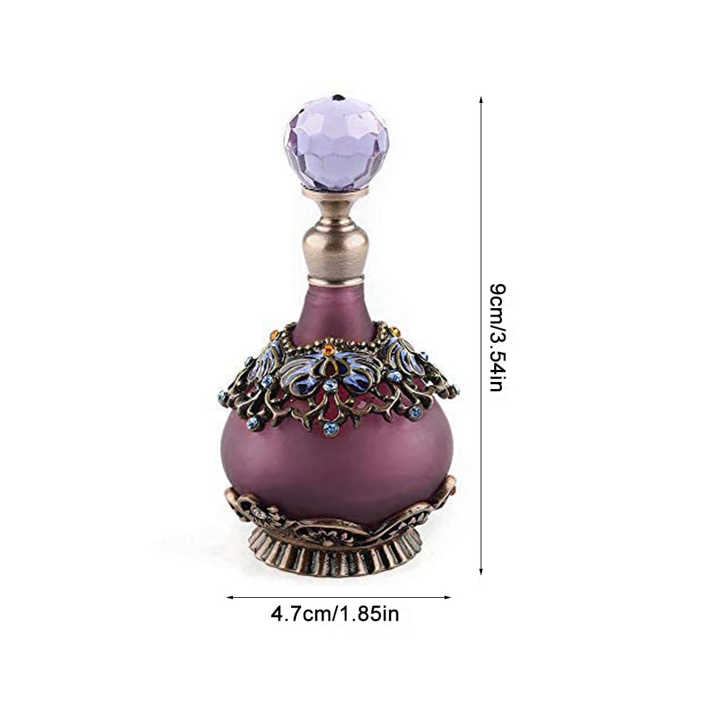 Rayberro Vintage Flower Perfume Bottle, 25Ml Refillable Empty Container Essential Oils Dropper Bottle Decorative Glass Perfume B