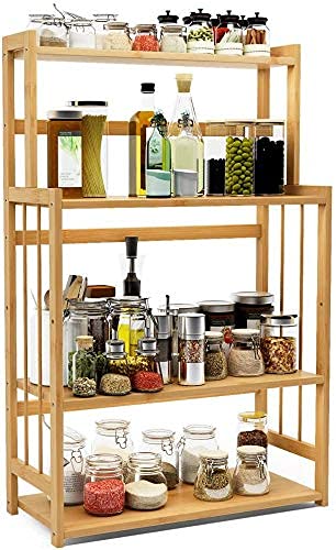 Ormee Wood Spice Rack Organizer  Seasoning Organizer For Cabinet  3 Tier Spice Shelf Teak Wooden  Stackable Free Standing Spa