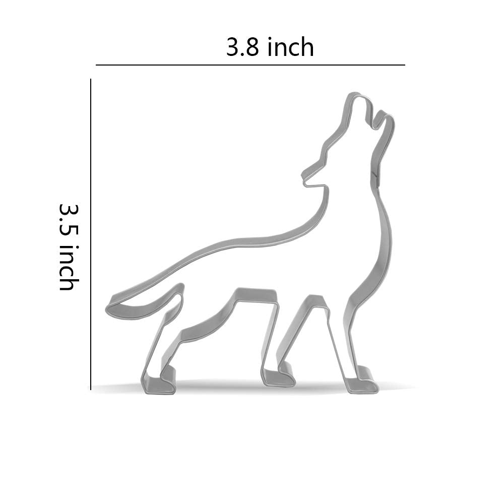 3.8 Inch Wolf Cookie Cutter - Stainless Steel