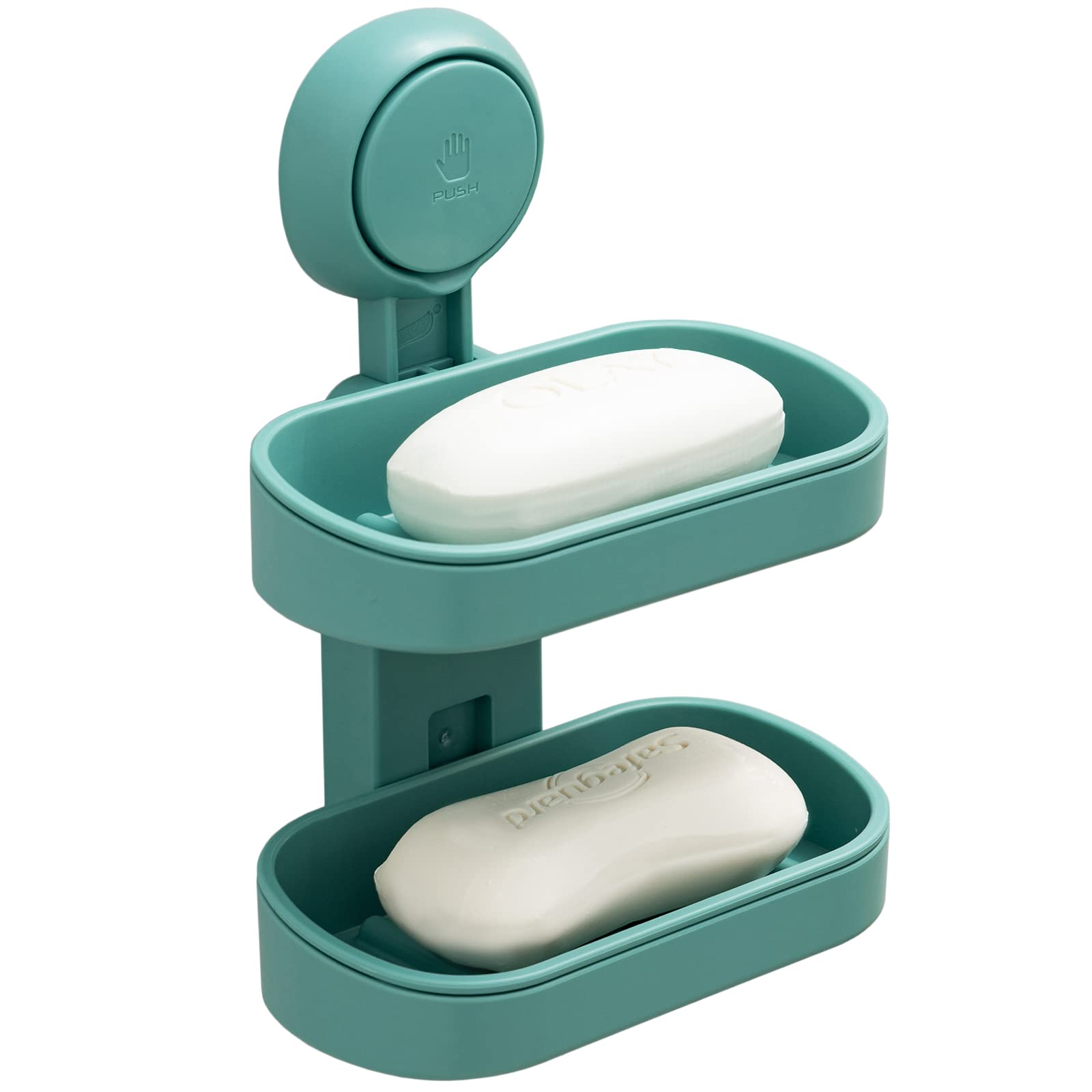 Leverloc Soap Dish Soap Holder For Shower Double Layer Suction Cup Wall Mounted Drill-Free Self-Draining Removable Strong Suctio