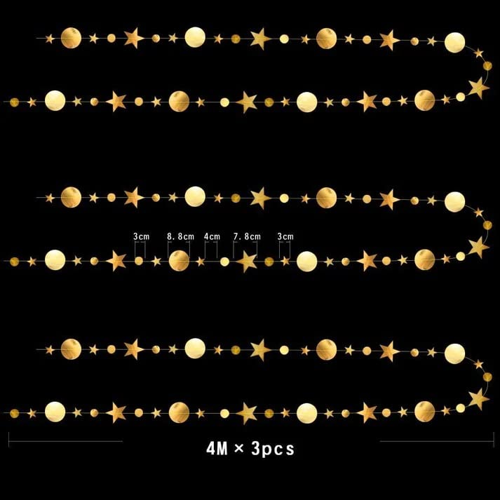 Decor365 Gold Twinkle Little Star Party Garlands Glitter Hanging Moon Stars Decorations Kids Birthday Bday Streamer Baby Shower