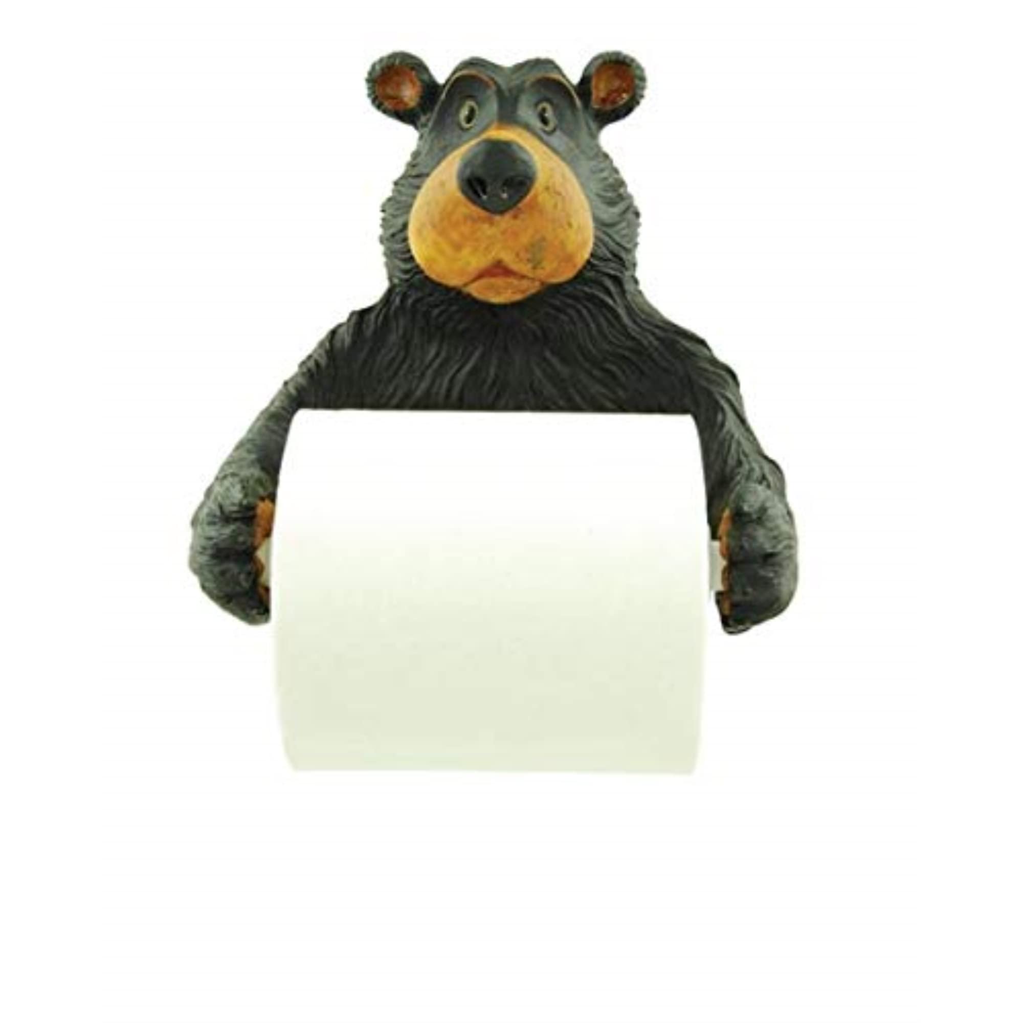 Wd Willie Black Bear Holding Roll Of Toilet Tissue Wall Mounted Toilet Paper Holder Rack 7.5''