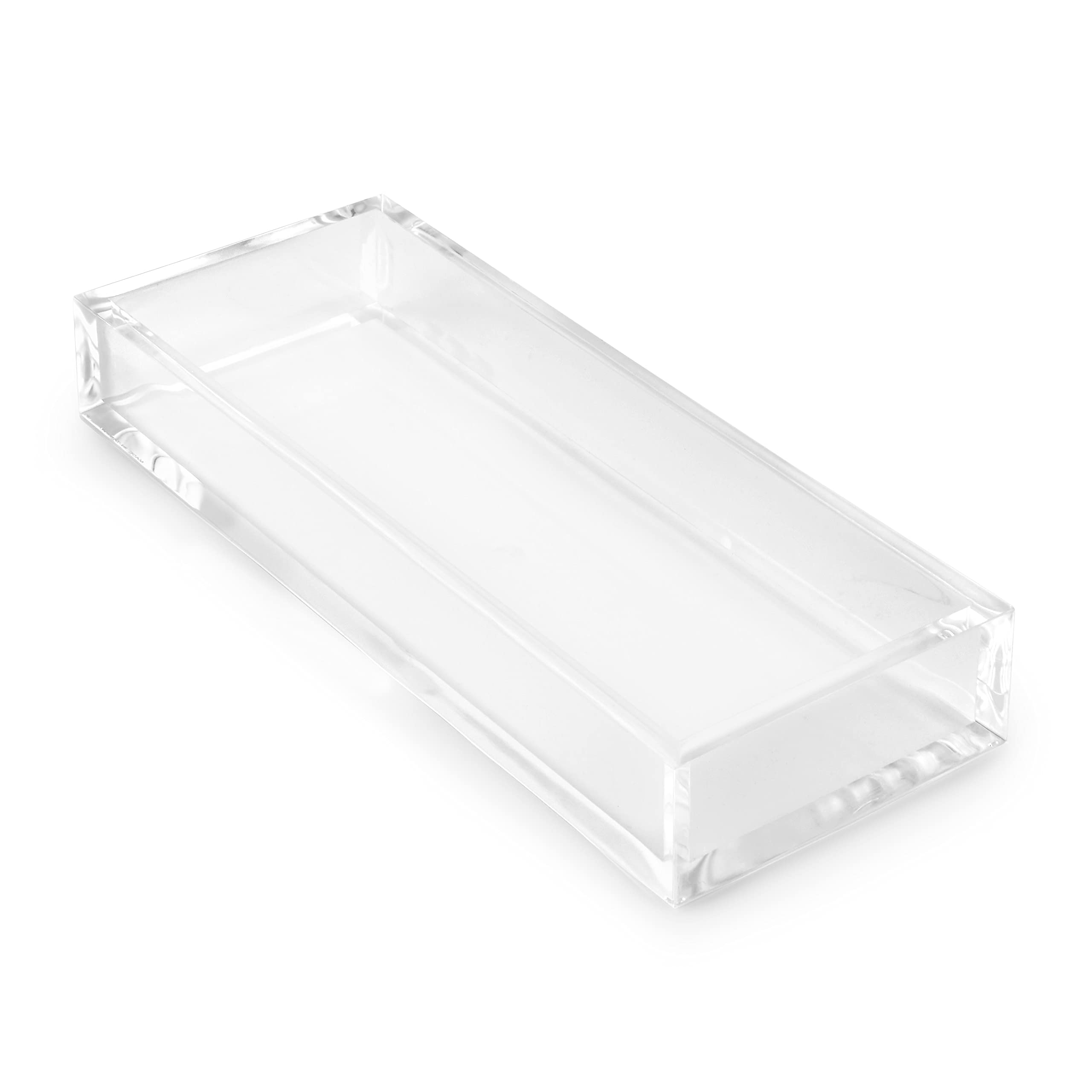 Huang Acrylic Clear Hand Towel Tray 11''X4'' (10.5''X3.5'' Internal) | For Bathrooms, Kitchens, Hosting, Picnics, Parties | Long