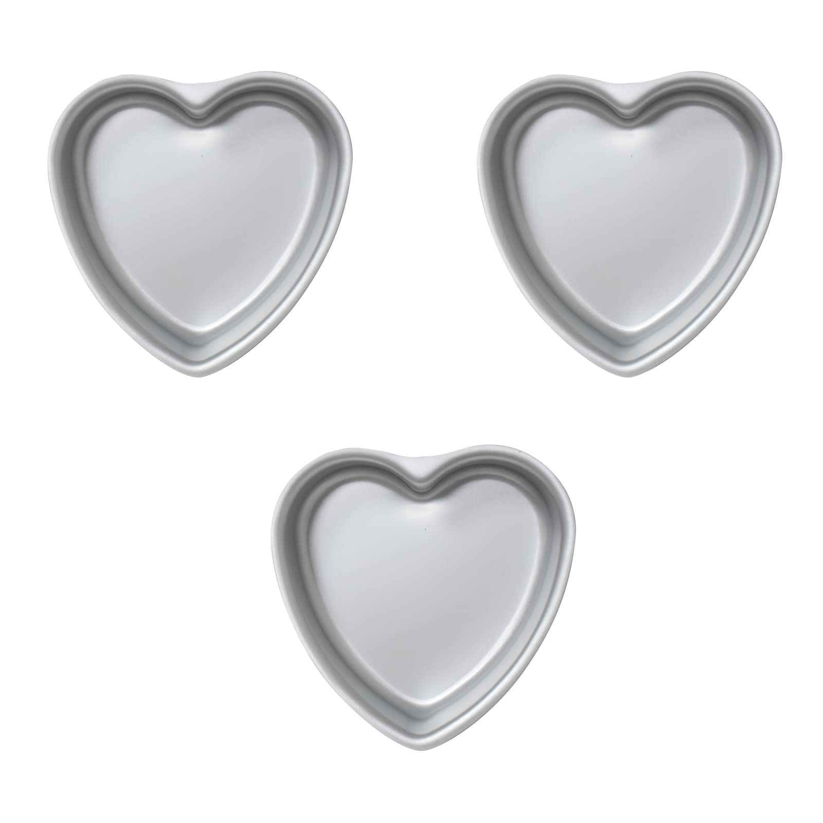 Kefyixc Set Of 3 Heart-Shaped Cake Pan,6 Inch Heart-Shaped Cake Tin, Aluminum, For Weddings, Parties, Family And Other Occasions