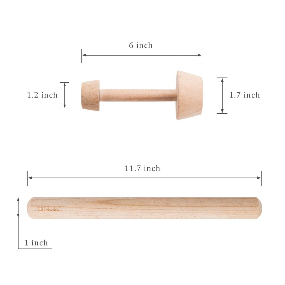 Webake Wood Rolling Pin And Tart Tamper Set,12 Inch Dough Roller For Baking Pie Shell Cookies Pasta Ravioli And Pastry