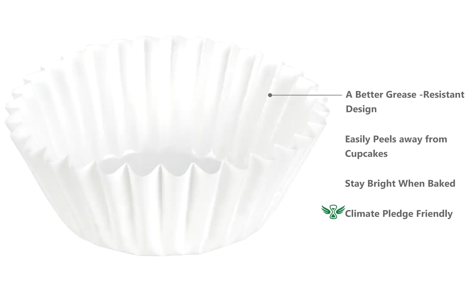 Caperci Heavy Duty Standard White Cupcake Liners 150 Counts - Grease-Resistant Paper Muffin Baking Cups, Odorless, No Muffin Pan
