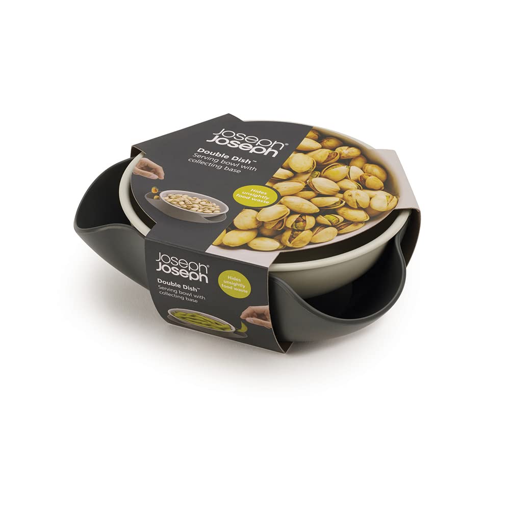 Joseph Joseph Double Dish Pistachio Bowl And Snack Serving Bowl, Gray With Food Waste Compartment Bpa-Free - Gray