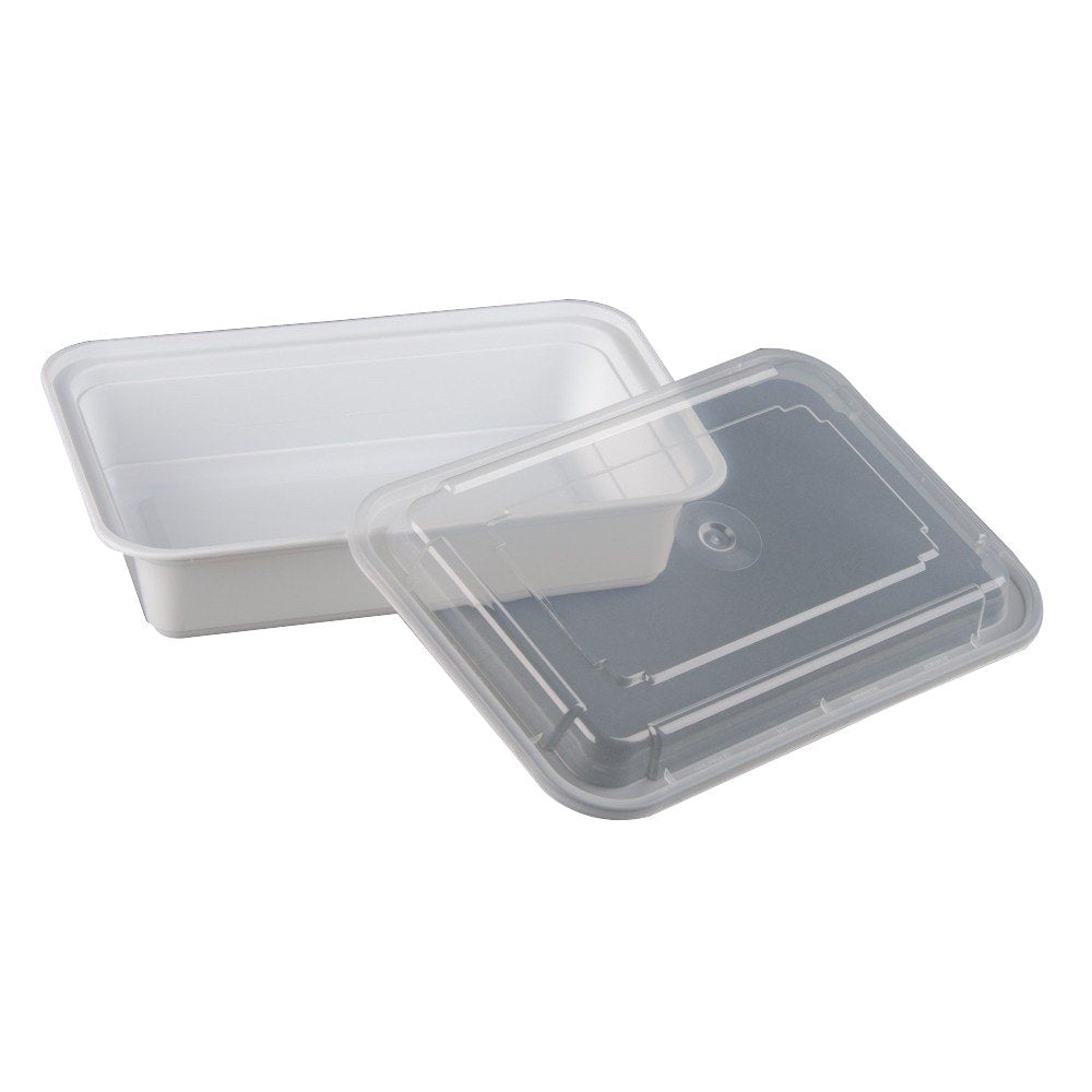 38 Oz Microwaveable White Rectangular Container Lid Combo 150 Ct