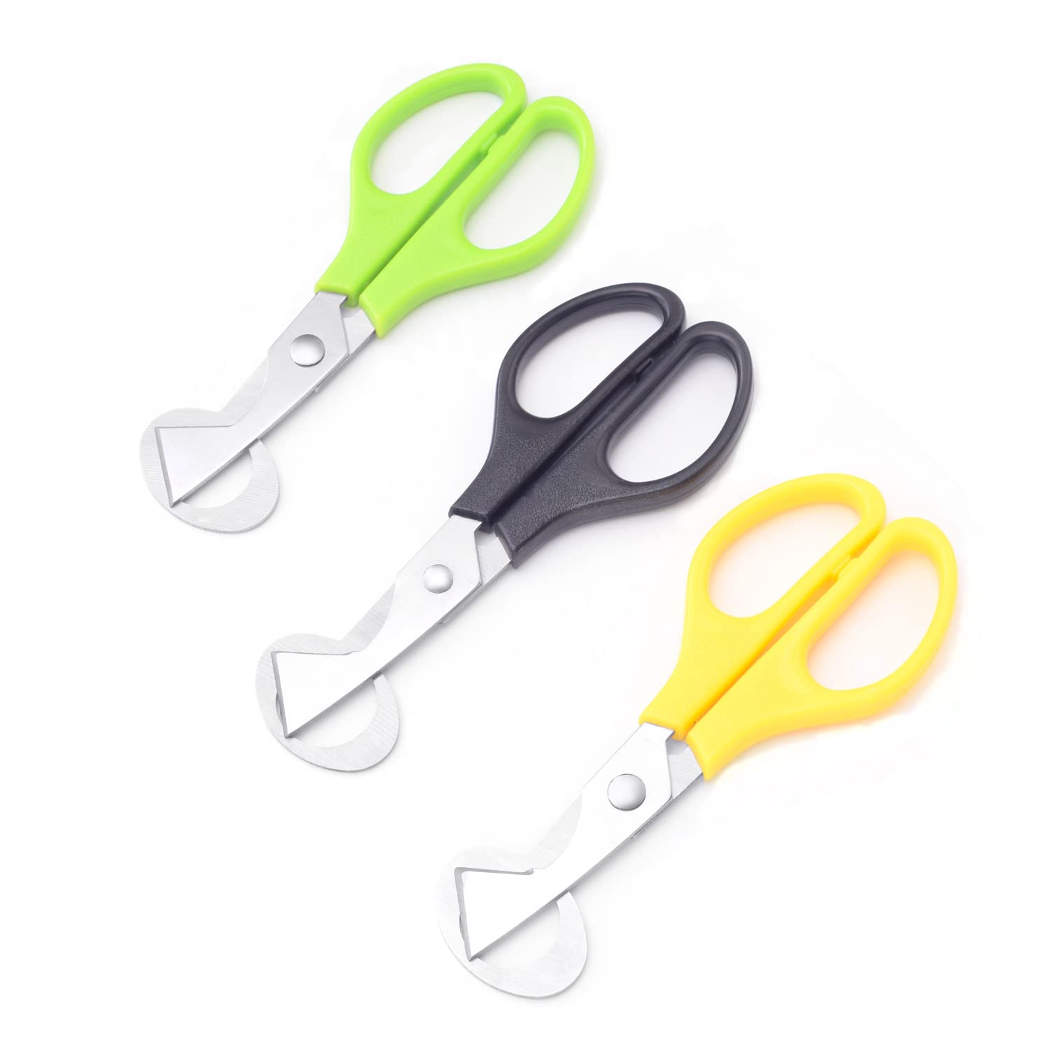 Qicaitu 3Pcs Quail Egg Cutter Scissors Kitchen Egg Shears Tool (Green,Black,Yellow)