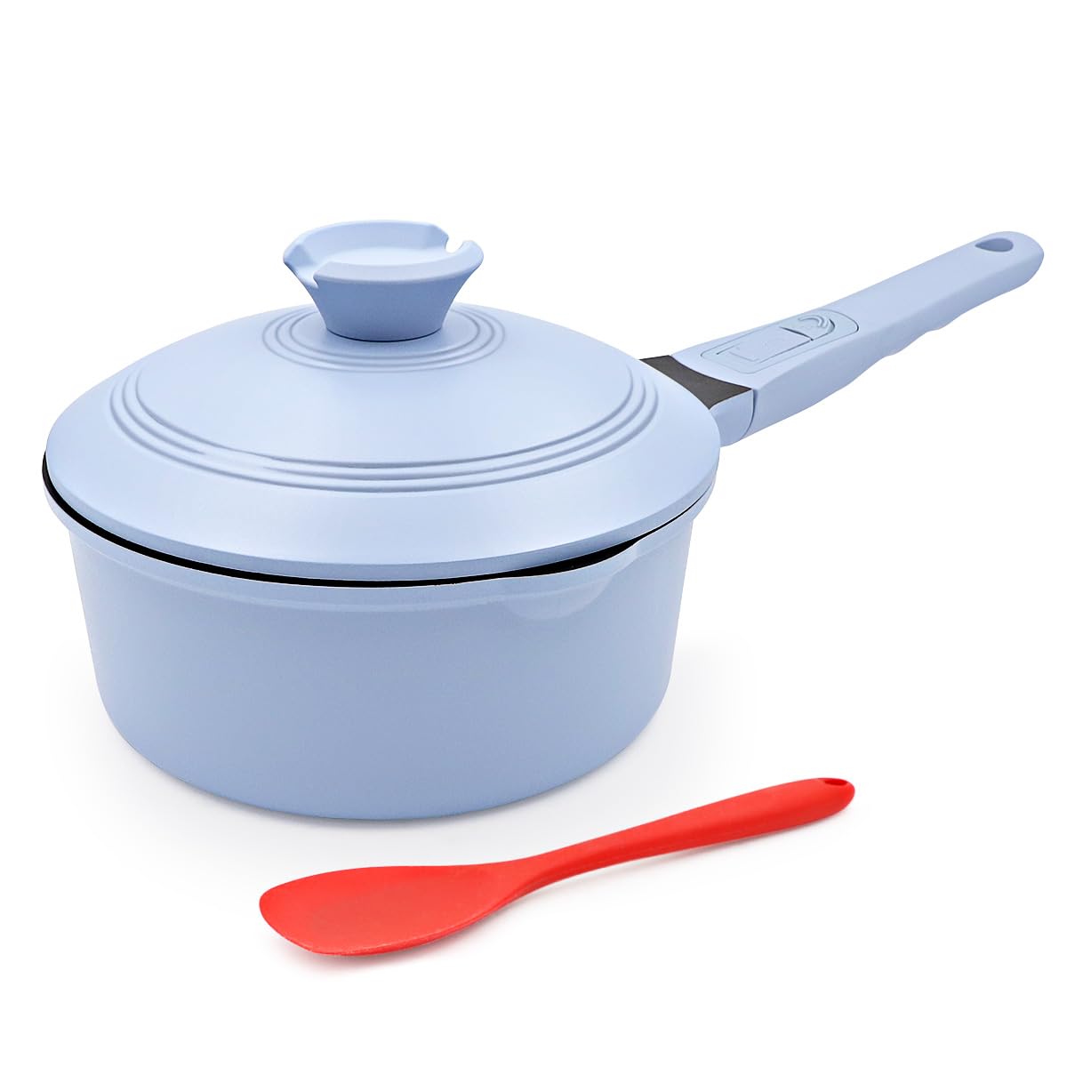 2.5 Qt Nonstick Saucepan with Lid, Sauce Pot with Pour Spout, Blue