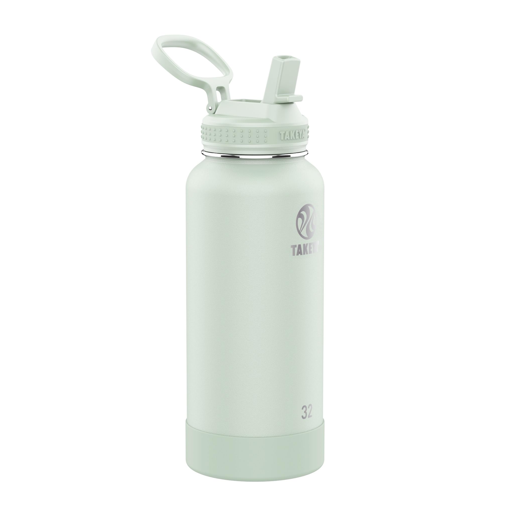 Takeya 32 oz Actives Stainless Steel Water Bottle with Straw Lid - Leakproof, Double-Wall Insulated, Keeps Drinks Cold 24 hrs/Ho